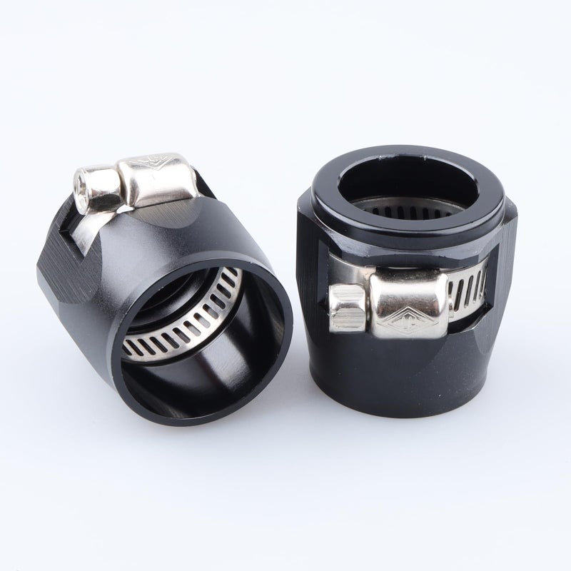 AC PERFORMANCE -12 AN Hex Hose Finisher Clamp Aluminium Black for Stainless Braided Hoses, Rubber Hoses end Finisher, Pack of 2 - Image 2